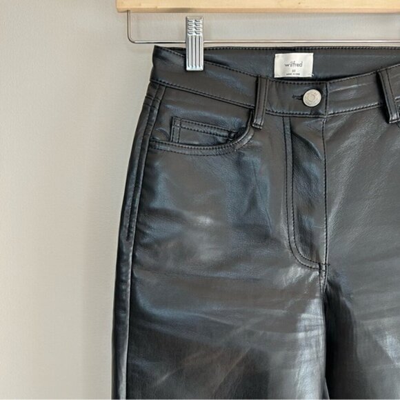 Aritzia Wilfred The Melina™ Pant High-waisted Vegan Leather pants Black Size 00 - Picture 6 of 9